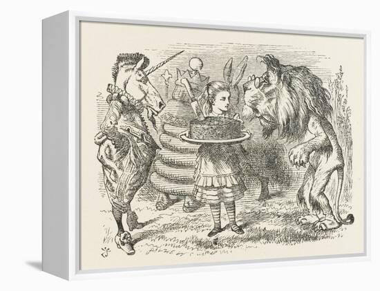 Lion and Unicorn Alice with the Lion and the Unicorn, and a Plum Cake-John Tenniel-Framed Premier Image Canvas