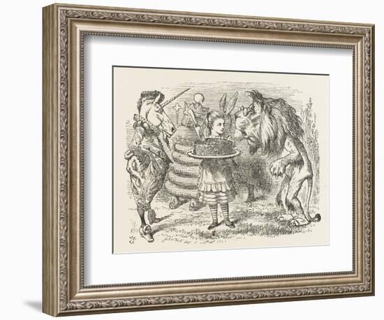 Lion and Unicorn Alice with the Lion and the Unicorn, and a Plum Cake-John Tenniel-Framed Photographic Print