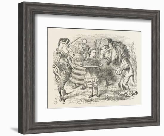 Lion and Unicorn Alice with the Lion and the Unicorn, and a Plum Cake-John Tenniel-Framed Photographic Print