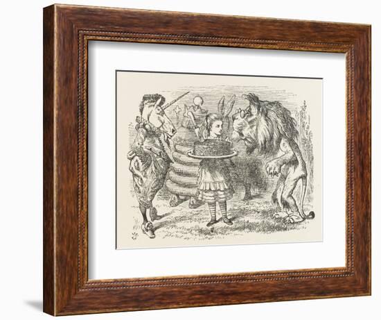 Lion and Unicorn Alice with the Lion and the Unicorn, and a Plum Cake-John Tenniel-Framed Photographic Print