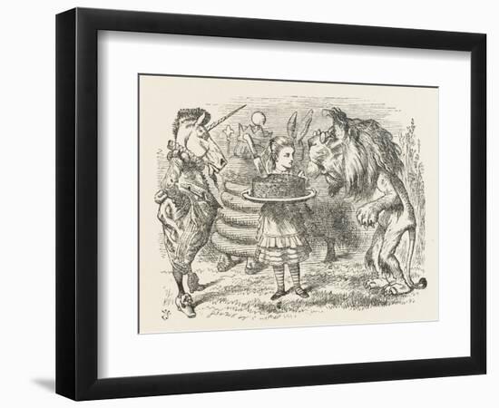 Lion and Unicorn Alice with the Lion and the Unicorn, and a Plum Cake-John Tenniel-Framed Photographic Print