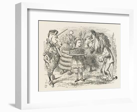 Lion and Unicorn Alice with the Lion and the Unicorn, and a Plum Cake-John Tenniel-Framed Photographic Print