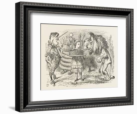 Lion and Unicorn Alice with the Lion and the Unicorn, and a Plum Cake-John Tenniel-Framed Photographic Print