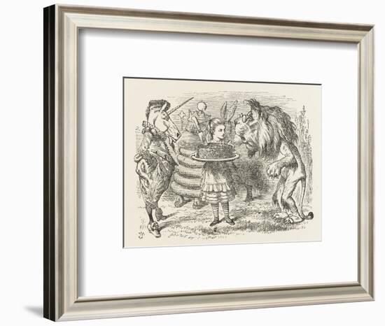 Lion and Unicorn Alice with the Lion and the Unicorn, and a Plum Cake-John Tenniel-Framed Photographic Print