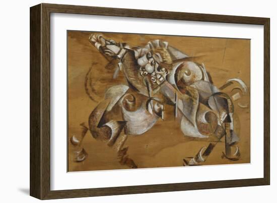 Lion Attacking a Horse, 1917-1918-Georgi Bogdanovich Yakulov-Framed Giclee Print