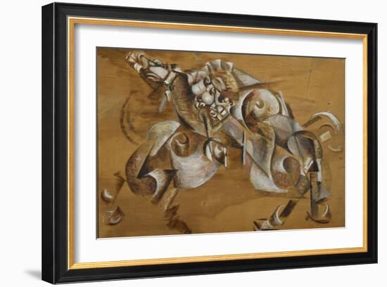 Lion Attacking a Horse, 1917-1918-Georgi Bogdanovich Yakulov-Framed Giclee Print