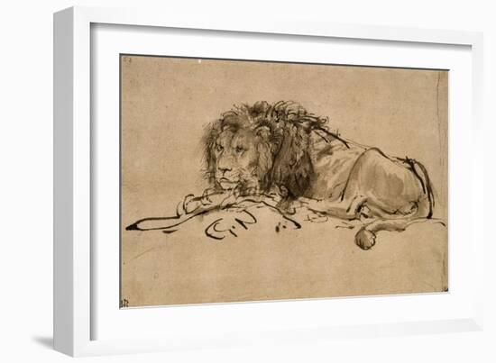Lion au repos-Rembrandt van Rijn-Framed Giclee Print