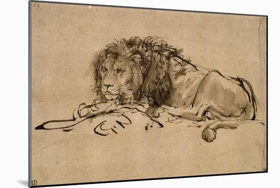 Lion au repos-Rembrandt van Rijn-Mounted Giclee Print