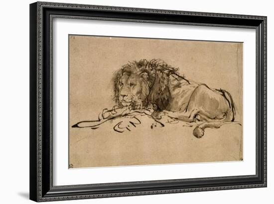 Lion au repos-Rembrandt van Rijn-Framed Giclee Print