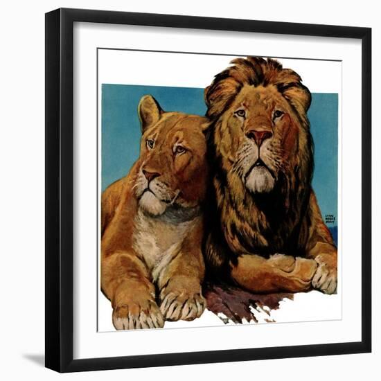 "Lion Couple,"March 19, 1932-Lynn Bogue Hunt-Framed Giclee Print