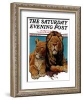 "Lion Couple," Saturday Evening Post Cover, March 19, 1932-Lynn Bogue Hunt-Framed Giclee Print