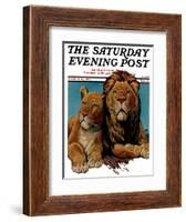 "Lion Couple," Saturday Evening Post Cover, March 19, 1932-Lynn Bogue Hunt-Framed Giclee Print