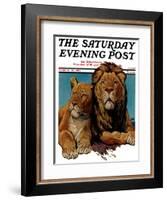 "Lion Couple," Saturday Evening Post Cover, March 19, 1932-Lynn Bogue Hunt-Framed Giclee Print