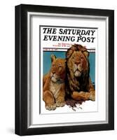 "Lion Couple," Saturday Evening Post Cover, March 19, 1932-Lynn Bogue Hunt-Framed Giclee Print