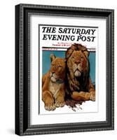 "Lion Couple," Saturday Evening Post Cover, March 19, 1932-Lynn Bogue Hunt-Framed Giclee Print