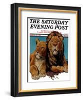 "Lion Couple," Saturday Evening Post Cover, March 19, 1932-Lynn Bogue Hunt-Framed Giclee Print
