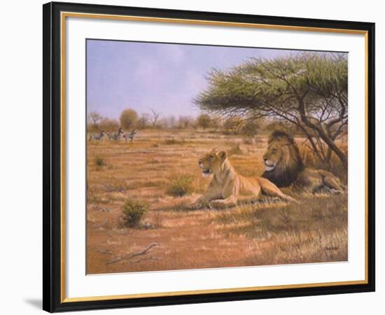 Lion Couple-Clive Kay-Framed Art Print