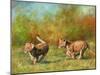 lion cubs running-David Stribbling-Mounted Art Print
