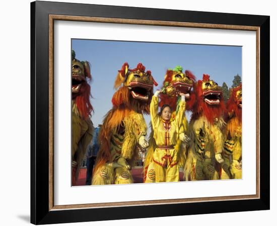 Lion dance performance celebrating Chinese New Year Beijing China - MR-Keren Su-Framed Photographic Print