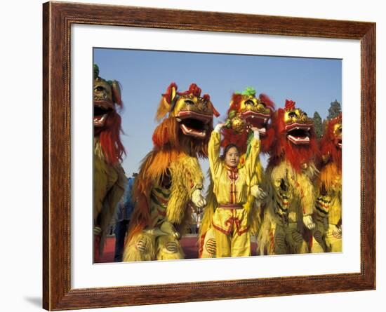 Lion dance performance celebrating Chinese New Year Beijing China - MR-Keren Su-Framed Photographic Print