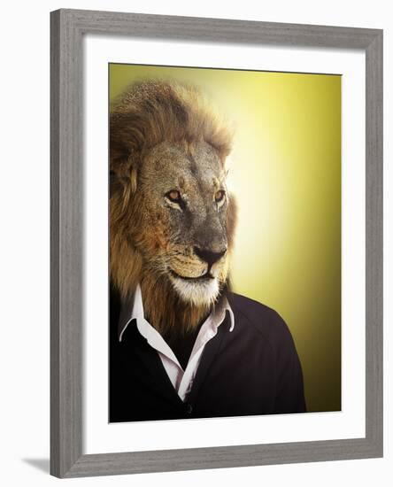 Lion Dressed Up With A Shirt And Jumper-Nosnibor137-Framed Photographic Print