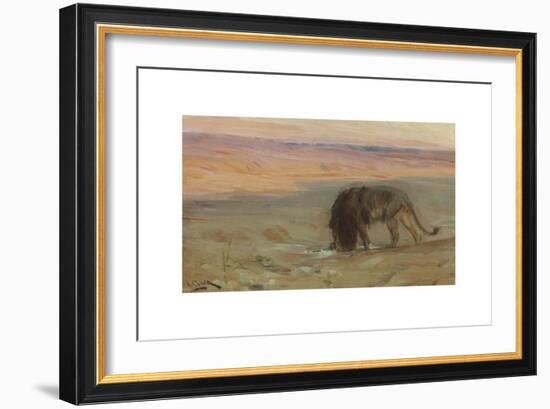 Lion Drinking, c.1897-Henry Ossawa Tanner-Framed Premium Giclee Print