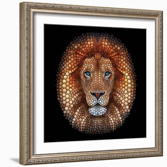 Lion face made of circles-Ben Heine-Framed Giclee Print