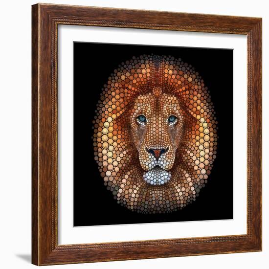 Lion face made of circles-Ben Heine-Framed Giclee Print