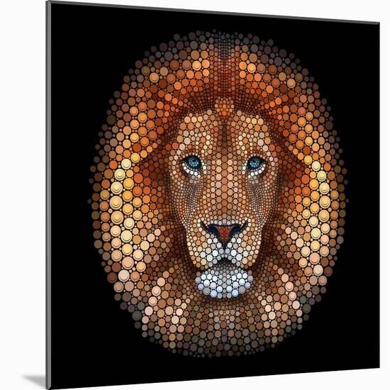 Lion face made of circles-Ben Heine-Mounted Giclee Print