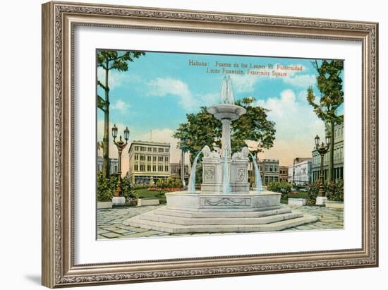 Lion Fountain, Havana, Cuba-null-Framed Art Print