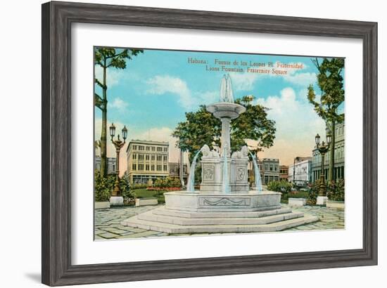 Lion Fountain, Havana, Cuba-null-Framed Art Print