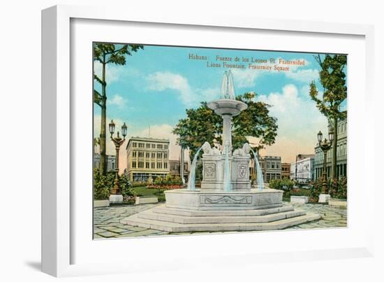 Lion Fountain, Havana, Cuba-null-Framed Art Print