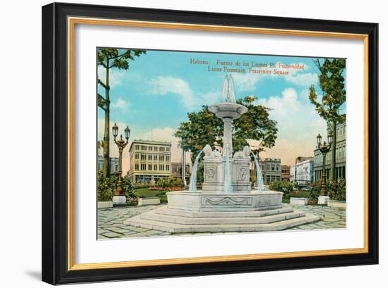 Lion Fountain, Havana, Cuba-null-Framed Art Print