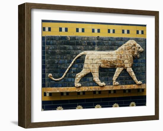 Lion, Glazed Brick Relief, 604-562 BC, Neo-Babylonian-null-Framed Photographic Print