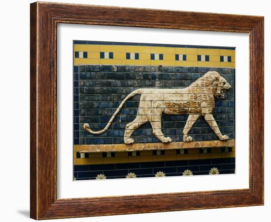 Lion, Glazed Brick Relief, 604-562 BC, Neo-Babylonian-null-Framed Photographic Print