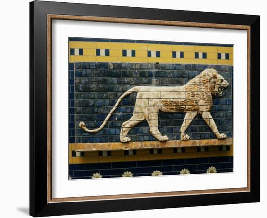 Lion, Glazed Brick Relief, 604-562 BC, Neo-Babylonian-null-Framed Photographic Print