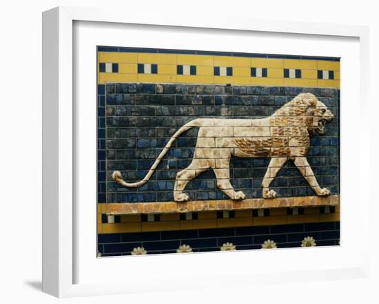 Lion, Glazed Brick Relief, 604-562 BC, Neo-Babylonian-null-Framed Photographic Print