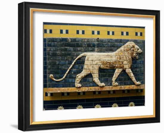 Lion, Glazed Brick Relief, 604-562 BC, Neo-Babylonian-null-Framed Photographic Print