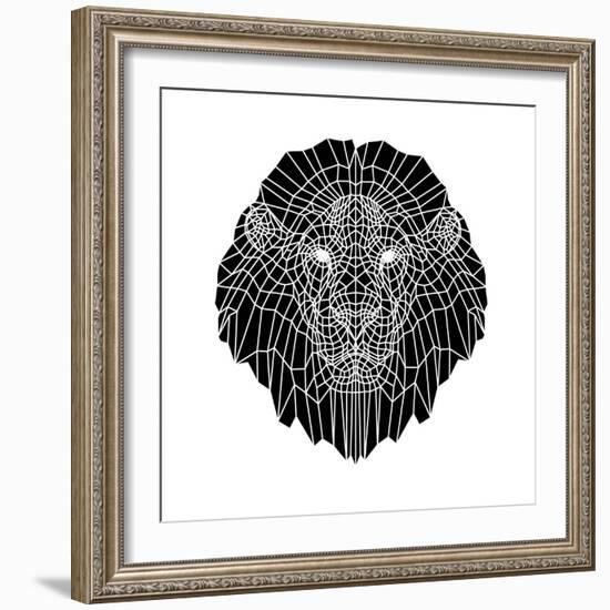 Lion Head Black Mesh 2-Lisa Kroll-Framed Premium Giclee Print