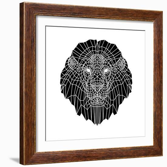 Lion Head Black Mesh 2-Lisa Kroll-Framed Art Print