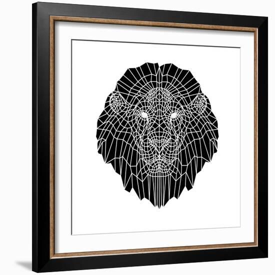 Lion Head Black Mesh 2-Lisa Kroll-Framed Art Print