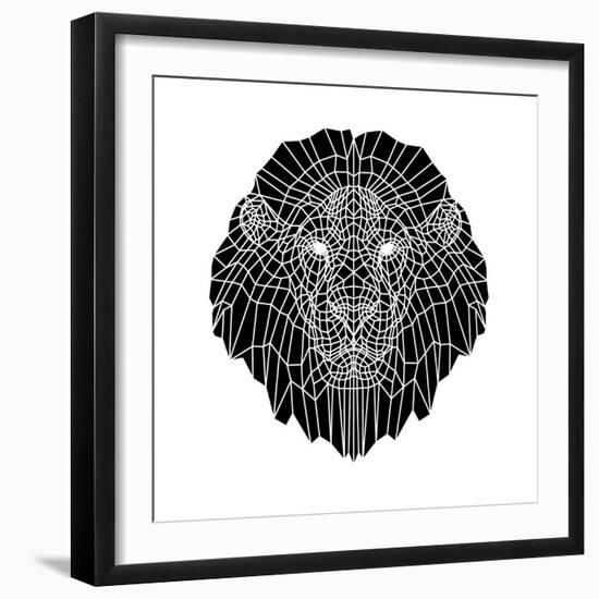 Lion Head Black Mesh 2-Lisa Kroll-Framed Art Print