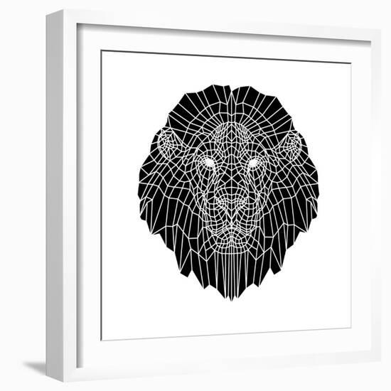 Lion Head Black Mesh 2-Lisa Kroll-Framed Art Print