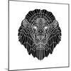 Lion Head Black Mesh 2-Lisa Kroll-Mounted Art Print