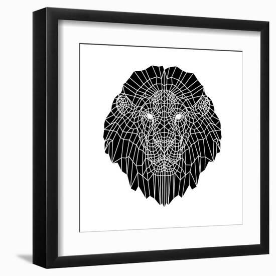 Lion Head Black Mesh 2-Lisa Kroll-Framed Art Print