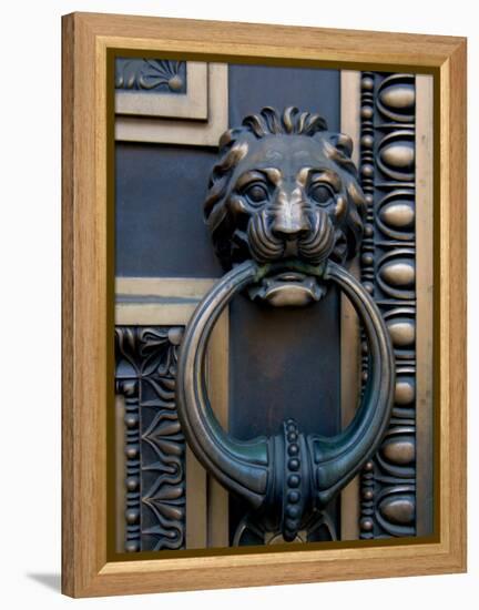 Lion-Headed Handle on Door of Baltimore City Courthouse, Baltimore, Maryland, USA-Scott T. Smith-Framed Premier Image Canvas