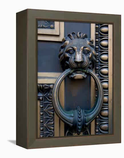 Lion-Headed Handle on Door of Baltimore City Courthouse, Baltimore, Maryland, USA-Scott T. Smith-Framed Premier Image Canvas