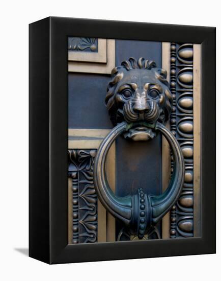 Lion-Headed Handle on Door of Baltimore City Courthouse, Baltimore, Maryland, USA-Scott T. Smith-Framed Premier Image Canvas