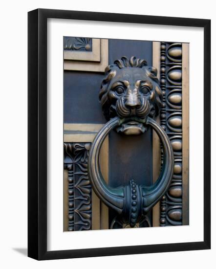 Lion-Headed Handle on Door of Baltimore City Courthouse, Baltimore, Maryland, USA-Scott T. Smith-Framed Photographic Print