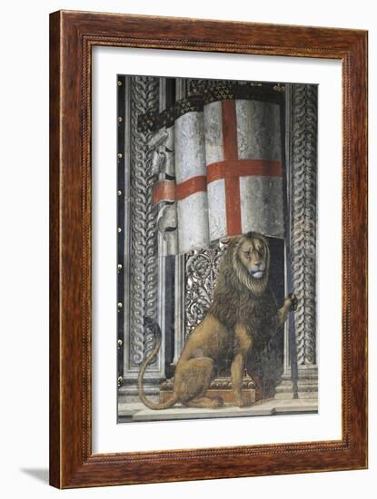 Lion Holding Up Coat of Arms-null-Framed Giclee Print